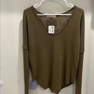 We The Free Olive Knit Top
